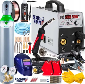 Svářečka INVERTOROVÁ SVÁŘEČKA SKANDI KRAFT MIG 210 MMA TIG 230V 200A FLUX