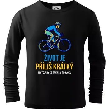 Chlapecké tričko Život je příliš krátký, aby se trávil v provozu - Triko dětské Long Sleeve - 146 cm/10 let ( Černá )