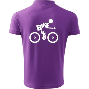 Pánská košile Bike nápis postava - Polokošile pánská Pique Polo 203 - 3XL ( Fialová )