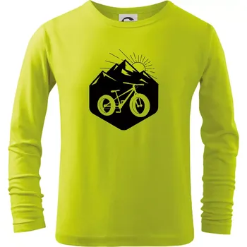 Dětská móda Fatbike hory - Triko dětské Long Sleeve - 158 cm/12 let ( Limetková )