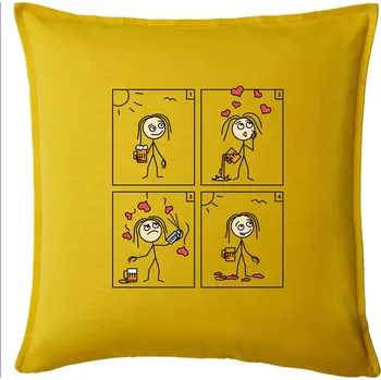 Polštář Láska já a pivo (Hana-creative) - Polštář 50x50 - 50x50 - Pouze potah ( Žlutá )