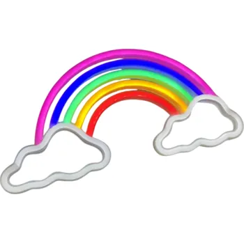 Nástěnné svítidlo LED neonová dekorace na zeď ve tvaru duhy s blesky 37 x 18 cm Svítící nástěnná výzdoba USB nebo baterie 3x AA Barevné světlo