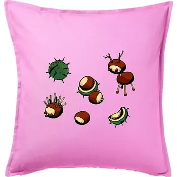 Polštář Kaštanová zvířátka - obdelník - Polštář 50x50 - 50x50 - Pouze potah ( Růžová )
