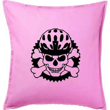 Polštář Lebka cyklisty - helma - Polštář 50x50 - 50x50 - Pouze potah ( Růžová )