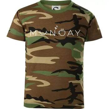 Chlapecké tričko Monday nápis - Dětské maskáčové triko - 104-110cm / 3-4 roky ( Hnědý maskáč )