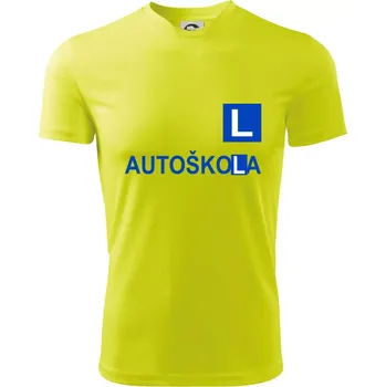 Autoškola nápis - Dětské triko sportovní (dresovina) - 158 cm/12 let ( Neonově žlutá )