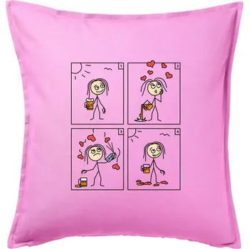 Polštář Láska já a pivo (Hana-creative) - Polštář 50x50 - 50x50 - Pouze potah ( Růžová )