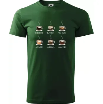 Pánské tričko Druhy kávy - Triko extra velké (5-8XL) - 7XL ( Lahvově zelená )