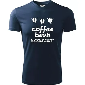 Chlapecké tričko Coffee bean workout - Dětské triko sportovní (dresovina) - 158 cm/12 let ( Námořní modrá (velmi tmavá - téměř černá) )