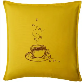 Polštář Hrnek plný čerstvé kávy - Polštář 50x50 - 50x50 - Pouze potah ( Žlutá )
