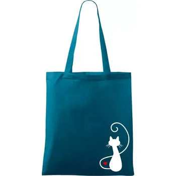 Zamilovaná kočka zpředu - Taška bavlněná - 42 x 38 cm ( Petrolejová )
