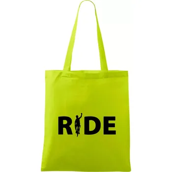 Nákupní taška Ride - nápis s cyklistou - Taška bavlněná - 42 x 38 cm ( Limetková )