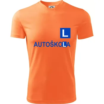 Chlapecké tričko Autoškola nápis - Dětské triko sportovní (dresovina) - 122 cm/6 let ( Neon mandarine )