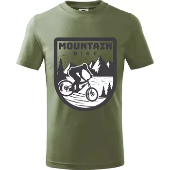 MTB mountain bike logo prsa zaoblené - Tričko dětské bavlněné - 158 cm/12 let ( Khaki )