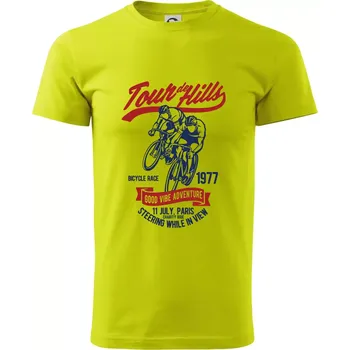 Tour De Hills - Klasické pánské triko vyšší gramáže - S ( Limetková )