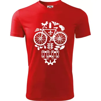 Chlapecké tričko Bike lebka - Dětské triko sportovní (dresovina) - 146 cm/10 let ( Červená )