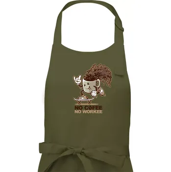 Kuchyňská zástěra No cofee no workee - Dámská zástěra na vaření - Univerzální velikost ( Khaki )