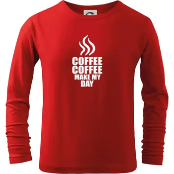 Chlapecké tričko Coffee make my day - Triko dětské Long Sleeve - 134 cm/8 let ( Červená )