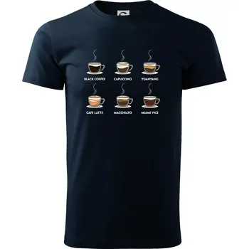 Druhy kávy - Triko extra velké (5-8XL) - 8XL ( Námořní modrá (velmi tmavá - téměř černá) )