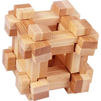Dřevěná hračka Dřevěný hlavolam 4,5 x 4,5 cm Malá logická hračka pro děti i dospělé Tradiční skládací hlavolam pro trénink mozku Relaxační pomůcka
