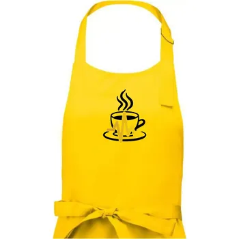 Kuchyňská zástěra Káva EKG hrnek - Pánská zástěra na vaření - Univerzální velikost ( Žlutá )