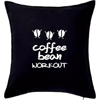 Polštář Coffee bean workout - Polštář 50x50 - 50x50 - Pouze potah ( Černá )