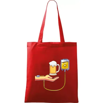 Nákupní taška Pivo infuze - Taška bavlněná - 42 x 38 cm ( Červená )