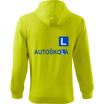Pánská mikina Autoškola nápis - Mikina s kapucí na zip trendy zipper - 2XL ( Limetková )