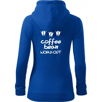 Dámská mikina Coffee bean workout - Dámská mikina trendy zipper s kapucí - XL ( Královská modrá )