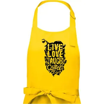 Kuchyňská zástěra Live love laugh coffee - Dámská zástěra na vaření - Univerzální velikost ( Žlutá )