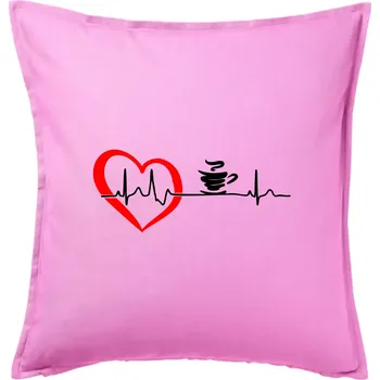 Polštář Moje srdce bije pro kávu - Polštář 50x50 - 50x50 - Pouze potah ( Růžová )