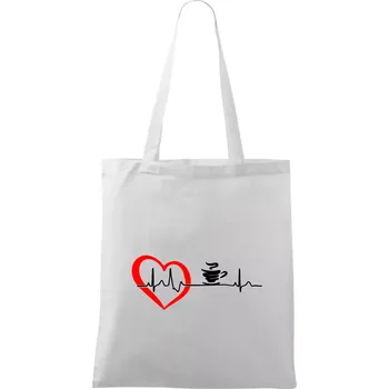 Moje srdce bije pro kávu - Taška bavlněná - 42 x 38 cm ( Bílá )