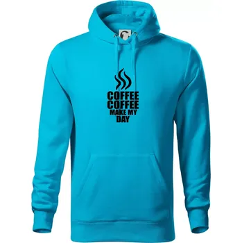 Pánská mikina Coffee make my day - Mikina pánská Cape s kapucí - 5XL ( Světlý tyrkys )