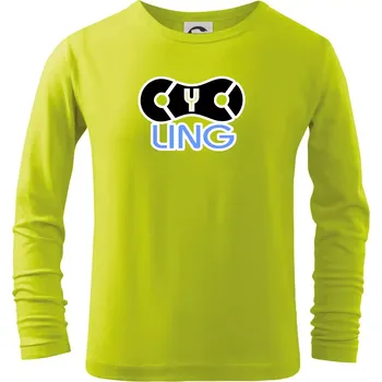 Chlapecké tričko Cycling řetěz - Triko dětské Long Sleeve - 146 cm/10 let ( Limetková )