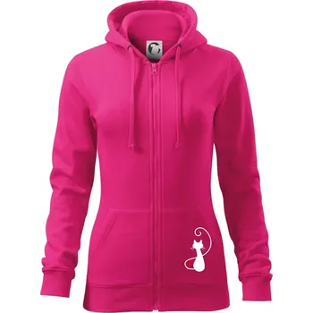 Dámská mikina Zamilovaná kočka zpředu - Dámská mikina trendy zipper s kapucí - L ( Purpurová )