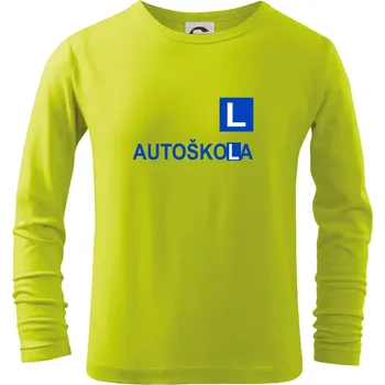 Chlapecké oblečení Autoškola nápis - Triko dětské Long Sleeve - 146 cm/10 let ( Limetková )