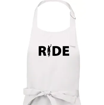 Kuchyňská zástěra Ride - nápis s cyklistou - Dámská zástěra na vaření - Univerzální velikost ( Bílá )