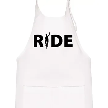 Kuchyňská zástěra Ride - nápis s cyklistou - Dětská zástěra na vaření - Univerzální velikost ( Bílá )