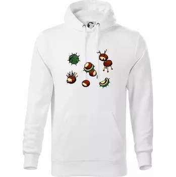 Pánská mikina Kaštanová zvířátka - obdelník - Mikina pánská Cape s kapucí - 5XL ( Bílá )