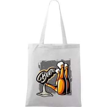 Beer lahve - Taška bavlněná - 42 x 38 cm ( Bílá )