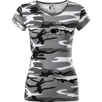 Dámské tričko EKG černá ovečka - Dámské maskáčové triko - S ( Šedý maskáč )