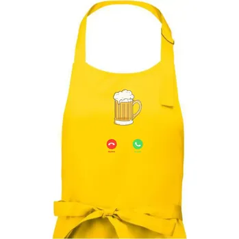 Kuchyňská zástěra Volá pivo (Pecka design) - Pánská zástěra na vaření - Univerzální velikost ( Žlutá )