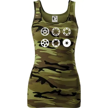 Dámské tričko Cyklo Převodníky - Dámské Maskáčové tílko - S ( Zelený maskáč )