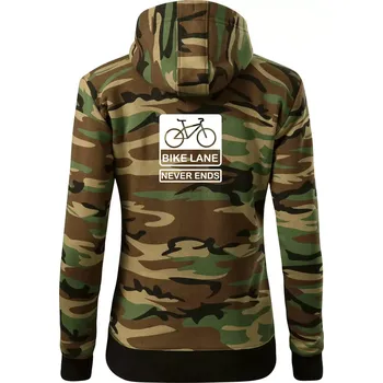 Dámská mikina Bike lane - Dámská mikina trendy zipper s kapucí - 2XL ( Hnědý maskáč )