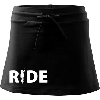 Dámská sukně Ride - nápis s cyklistou - Sportovní sukně - two in one - S ( Černá )