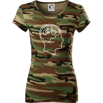 Dámské tričko Myslím jen na kolo - Dámské maskáčové triko - XL ( Hnědý maskáč )
