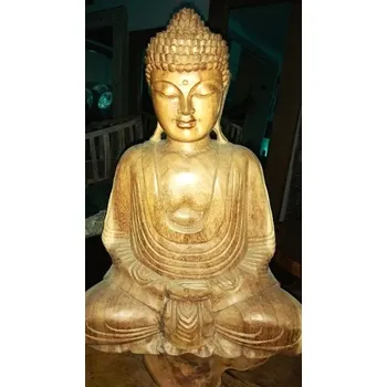 Buddha 40 cm - dřevěná soška Buddhy s lehkou patinou