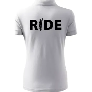 Ride - nápis s cyklistou - Polokošile dámská Pique Polo - 2XL ( Bílá )