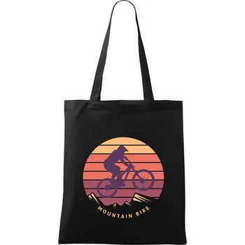 Nákupní taška MTB barevné kolo západ slunce - Taška bavlněná - 42 x 38 cm ( Černá )
