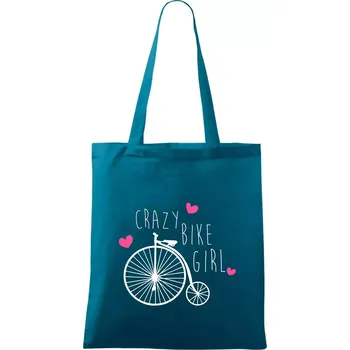 Nákupní taška Crazy bike girl - Taška bavlněná - 42 x 38 cm ( Petrolejová )